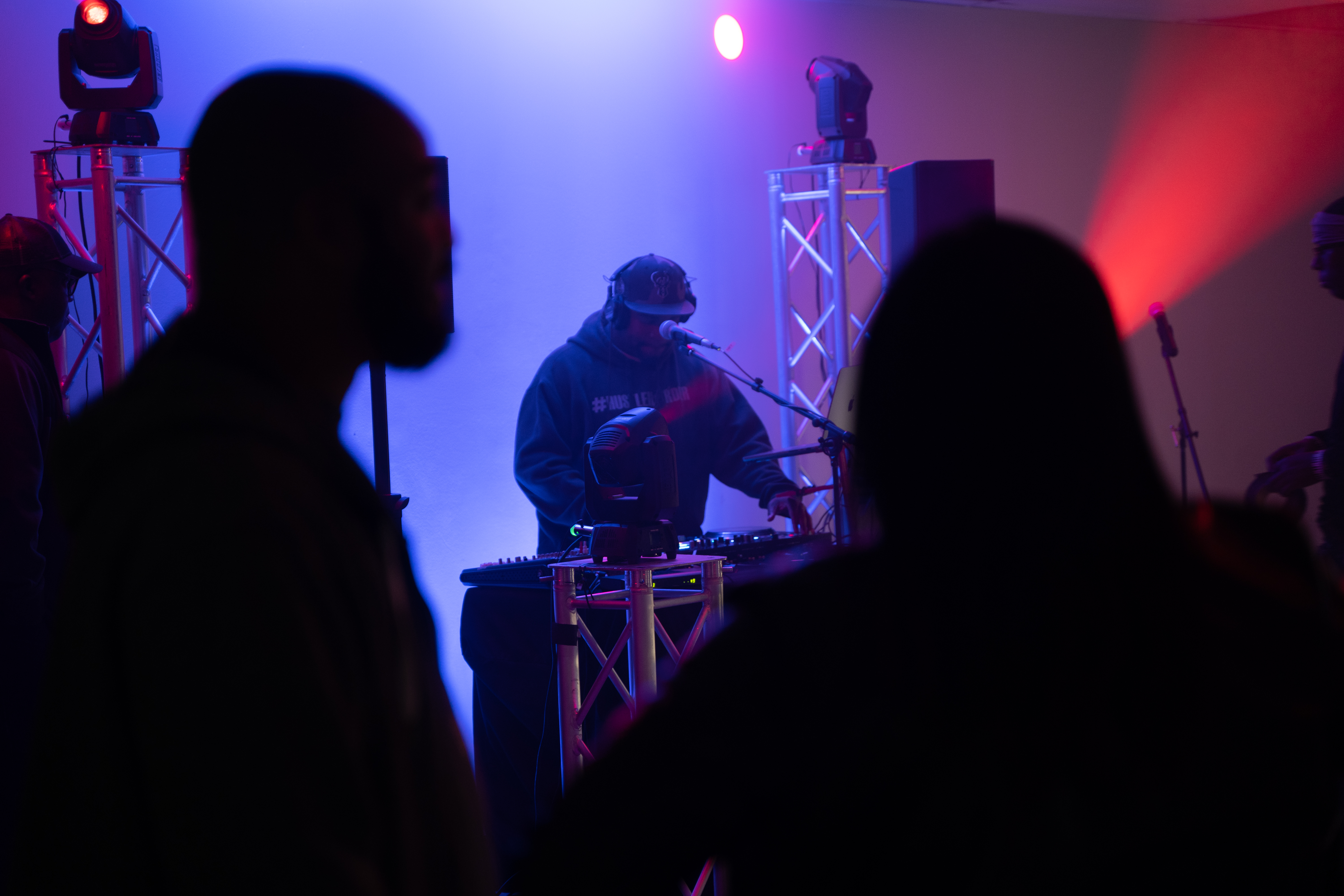 Event gathering with professional equipment setup